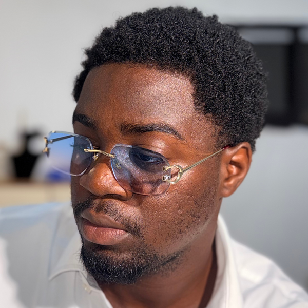 Lunettes de soleil pour hommes, sans monture, style vintage