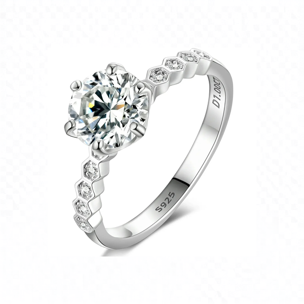 Bague de promesse ajustable en argent 925 moissanite