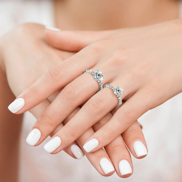 Bague de promesse ajustable en argent 925 moissanite