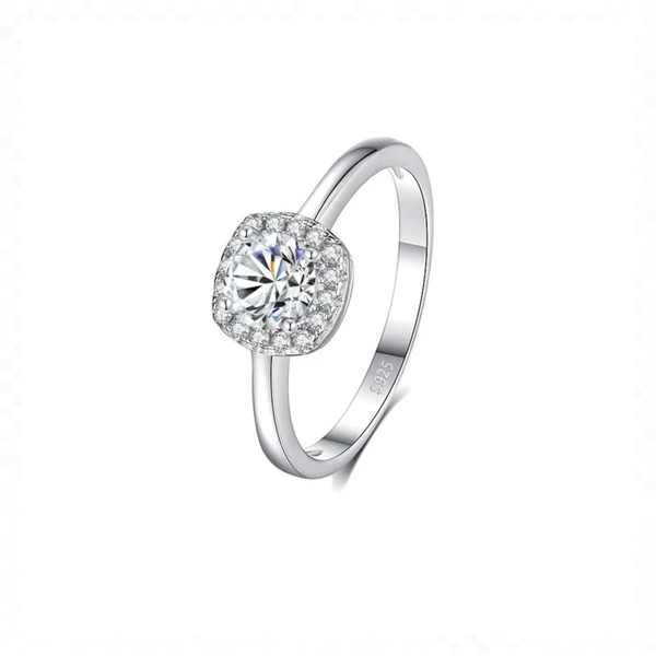 Bague de promesse ajustable en argent 925 moissanite