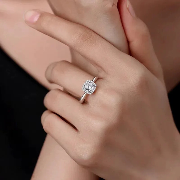 Bague de promesse ajustable en argent 925 moissanite