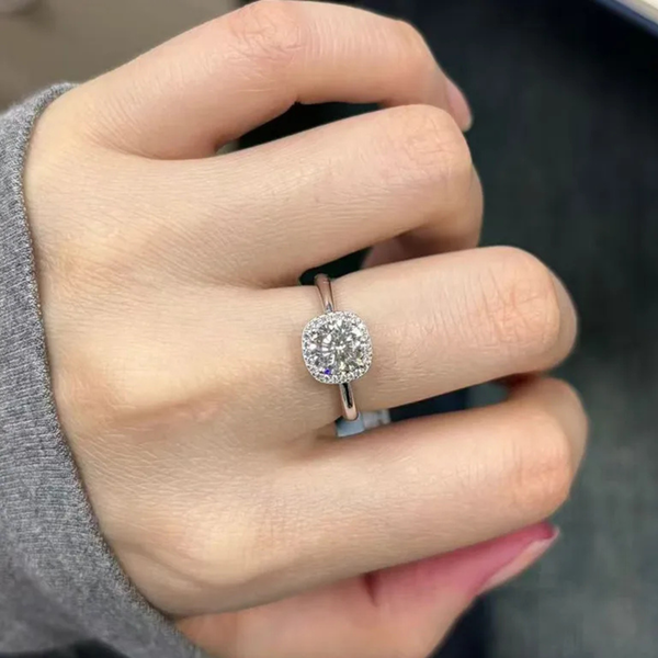 Bague de promesse ajustable en argent 925 moissanite
