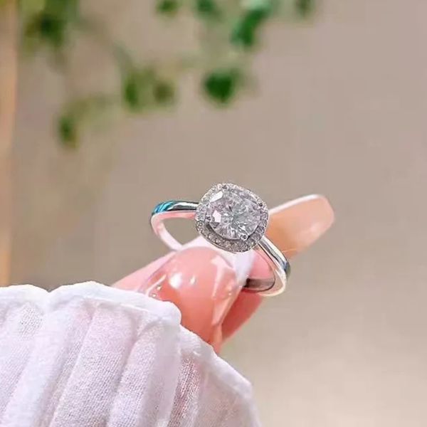 Bague de promesse ajustable en argent 925 moissanite