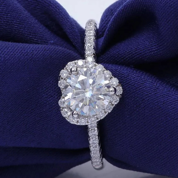 Bague de promesse ajustable en argent 925 moissanite