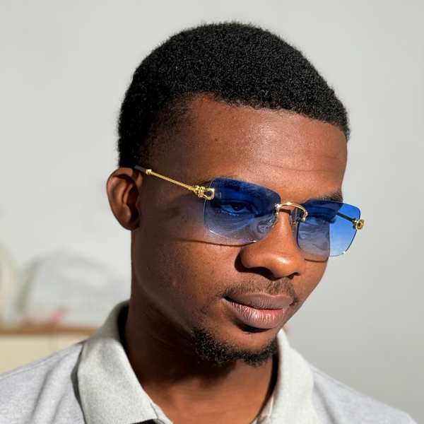 Lunettes de soleil carrées pour hommes, sans monture, style vintage