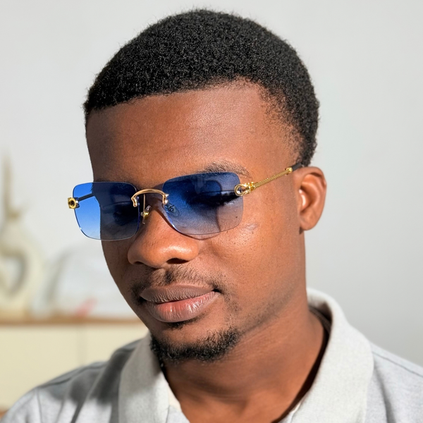 Lunettes de soleil carrées pour hommes, sans monture, style vintage