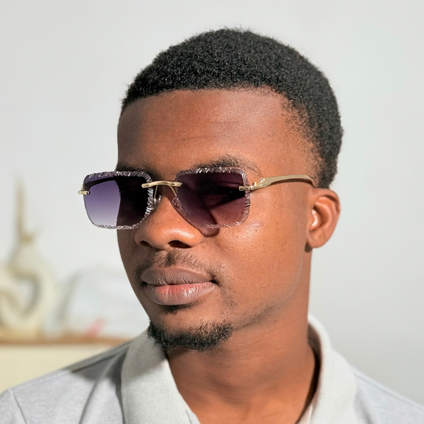 Lunettes de soleil pour hommes, sans monture, style vintage