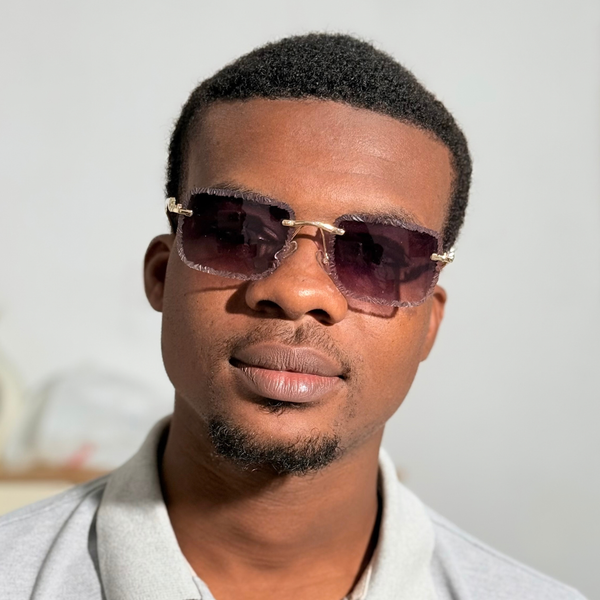 Lunettes de soleil pour hommes, sans monture, style vintage