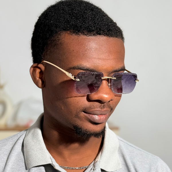 Lunettes de soleil pour hommes, sans monture, style vintage
