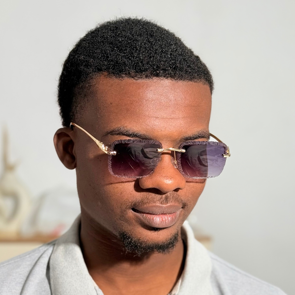 Lunettes de soleil pour hommes, sans monture, style vintage