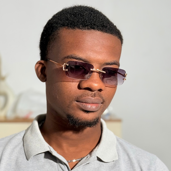 Lunettes de soleil pour hommes, sans monture, style vintage