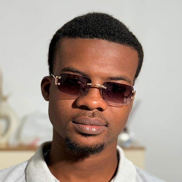 Lunettes de soleil pour hommes, sans monture, style vintage