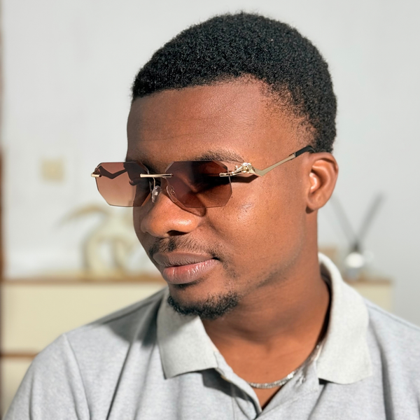 Lunettes de soleil pour hommes, sans monture, style vintage