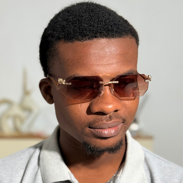 Lunettes de soleil pour hommes, sans monture, style vintage