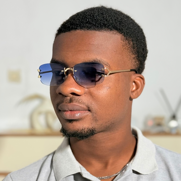 Lunettes de soleil pour hommes, sans monture, style vintage