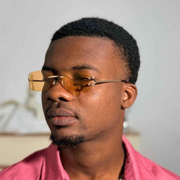 Lunettes de soleil pour hommes, sans monture, style vintage