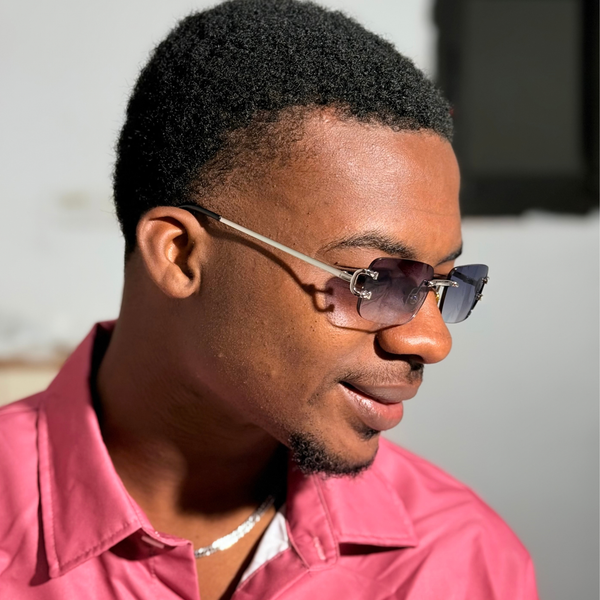 Lunettes de soleil pour hommes, sans monture, style vintage