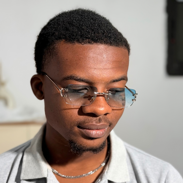 Lunettes de soleil pour hommes, sans monture, style vintage