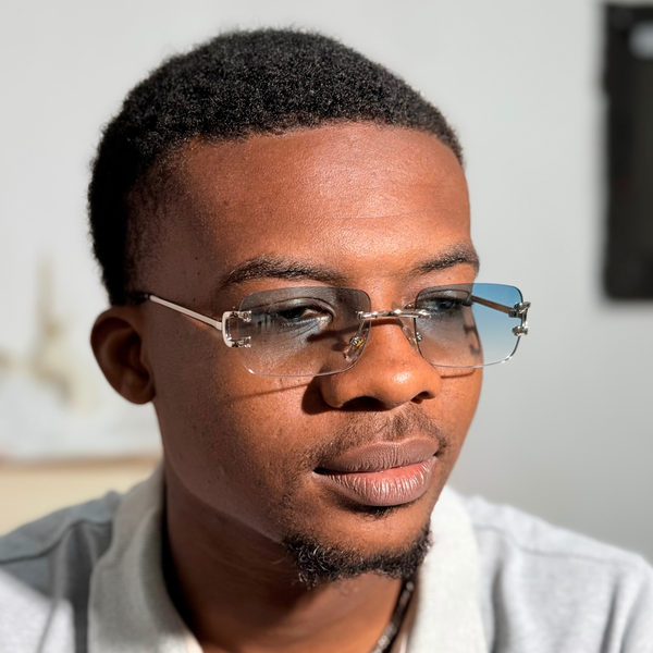 Lunettes de soleil pour hommes, sans monture, style vintage