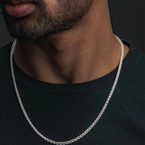 Collier homme chaîne maille épi acier inoxydable