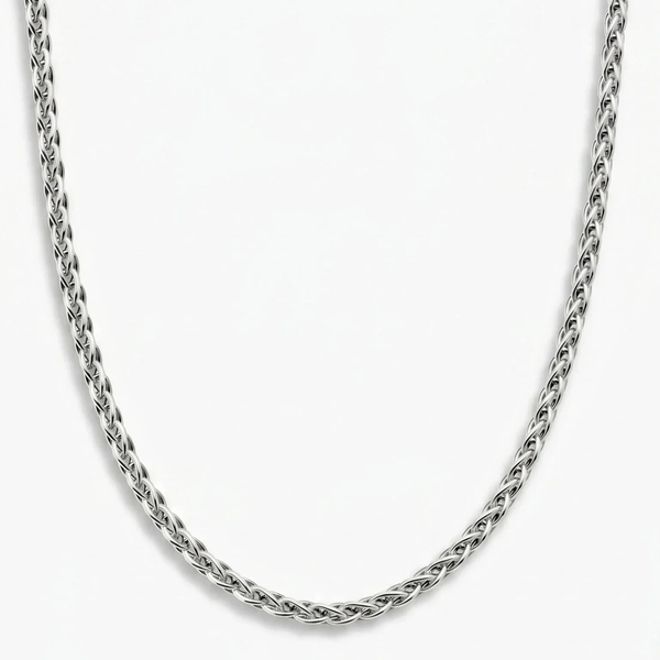 Collier homme chaîne maille épi acier inoxydable