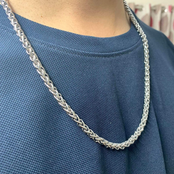 Collier homme chaîne maille épi acier inoxydable