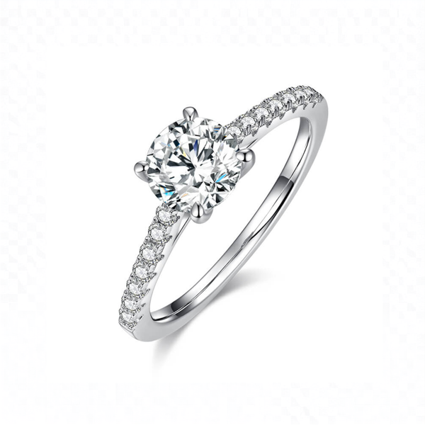 Bague de promesse ajustable en argent 925 moissanite