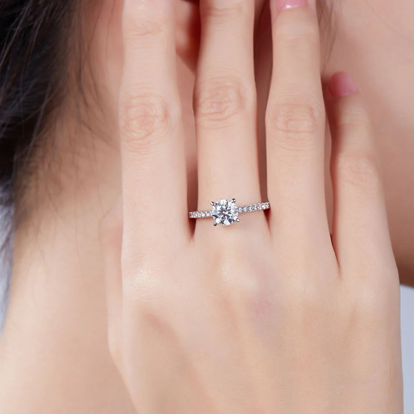 Bague de promesse ajustable en argent 925 moissanite