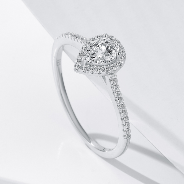 Bague de promesse ajustable en argent 925 moissanite