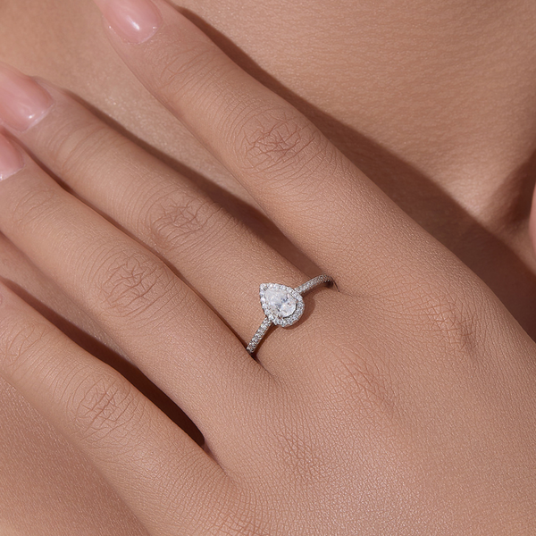 Bague de promesse ajustable en argent 925 moissanite